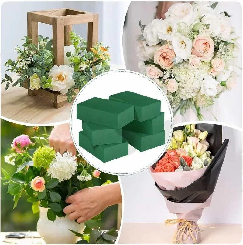 Green Floral Foam Block DIY Flower Arrangement Sponge Dry Wet Absorbent Bricks for Flower Birthday Wedding Garden Decoration