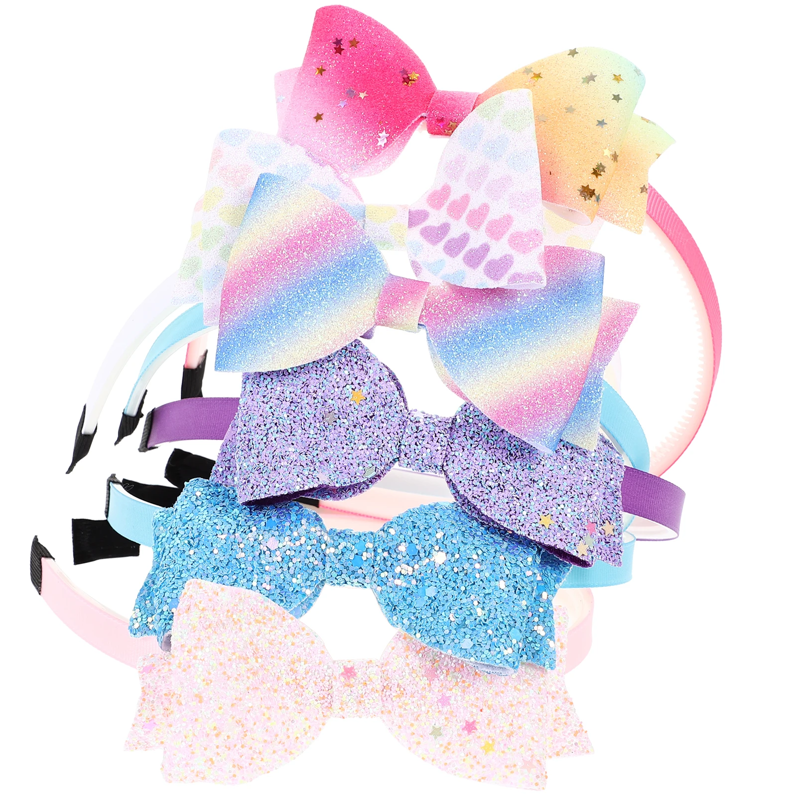 

6 Pcs Bow Headb Sequin Plastic Hairb Girl Hair Accessories. Little Girl Headb for Girls Kids Party Carnival Cosplay