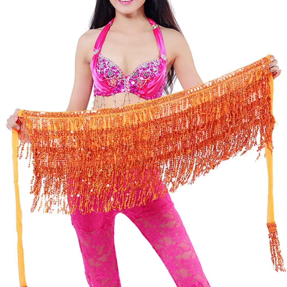 

Belly Skirt Sequins Women Belly Dance Hip Scarf Eye-catching Viscose Belly Dance Hip Scarf Waist Chain Wrap Adult Dance Wear