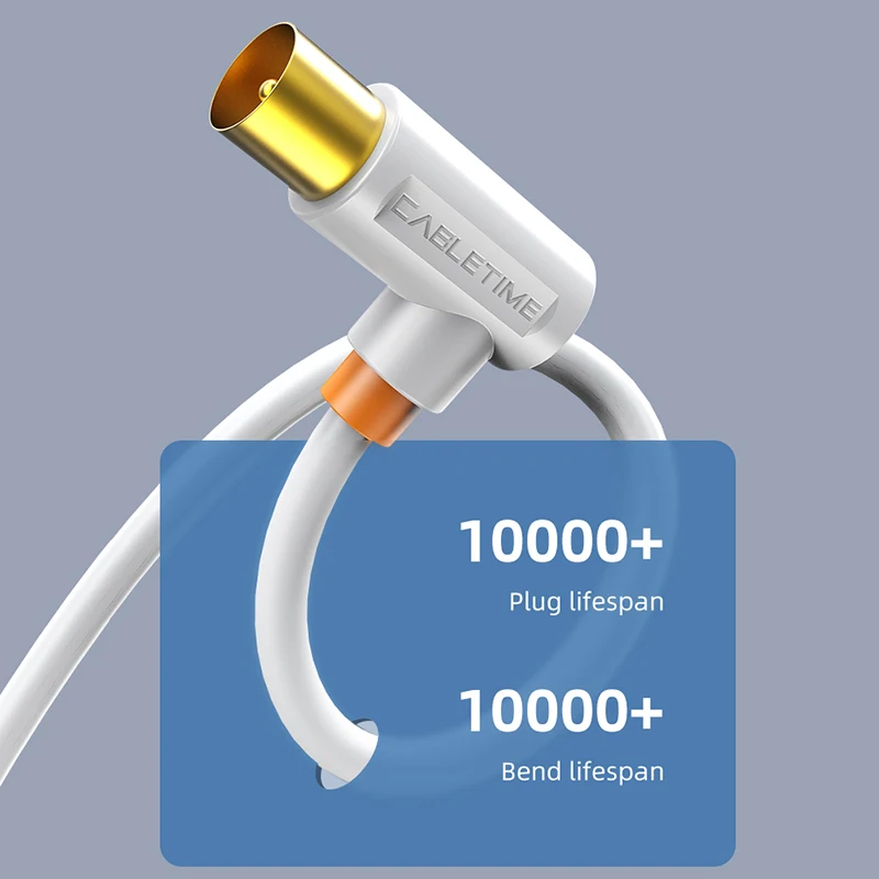 Cabletime cabo de tv 90 graus linha tv antena satélite cabo de alta qualidade 1080p m/m 3c2v cabo para antena hd tv linha de vídeo stb