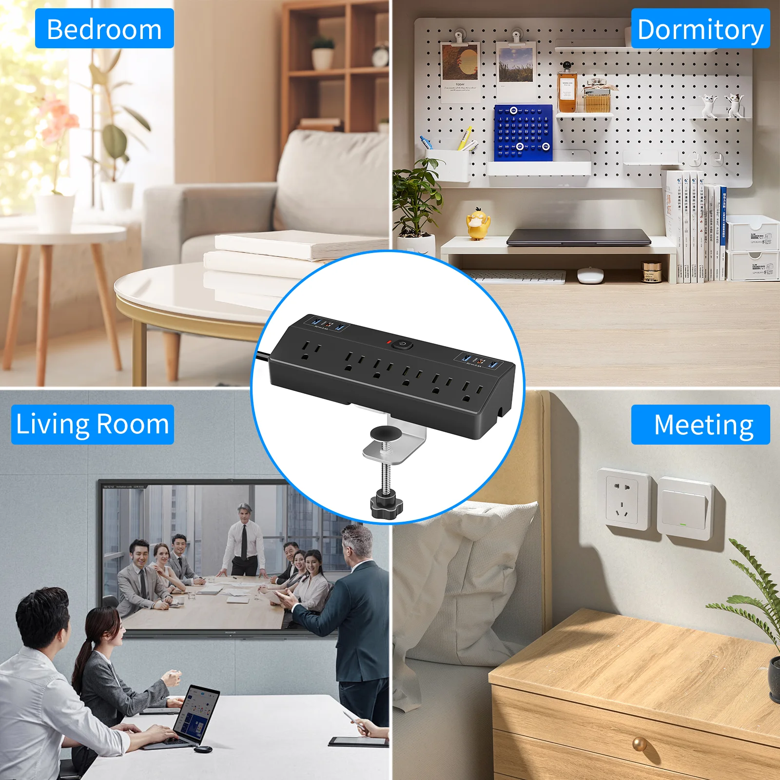 Model zacisku amerykańskiego z listwą zasilającą PD20W i przedłużaczem o długości 3 m nadaje się do biura, domu, szkoły i innych