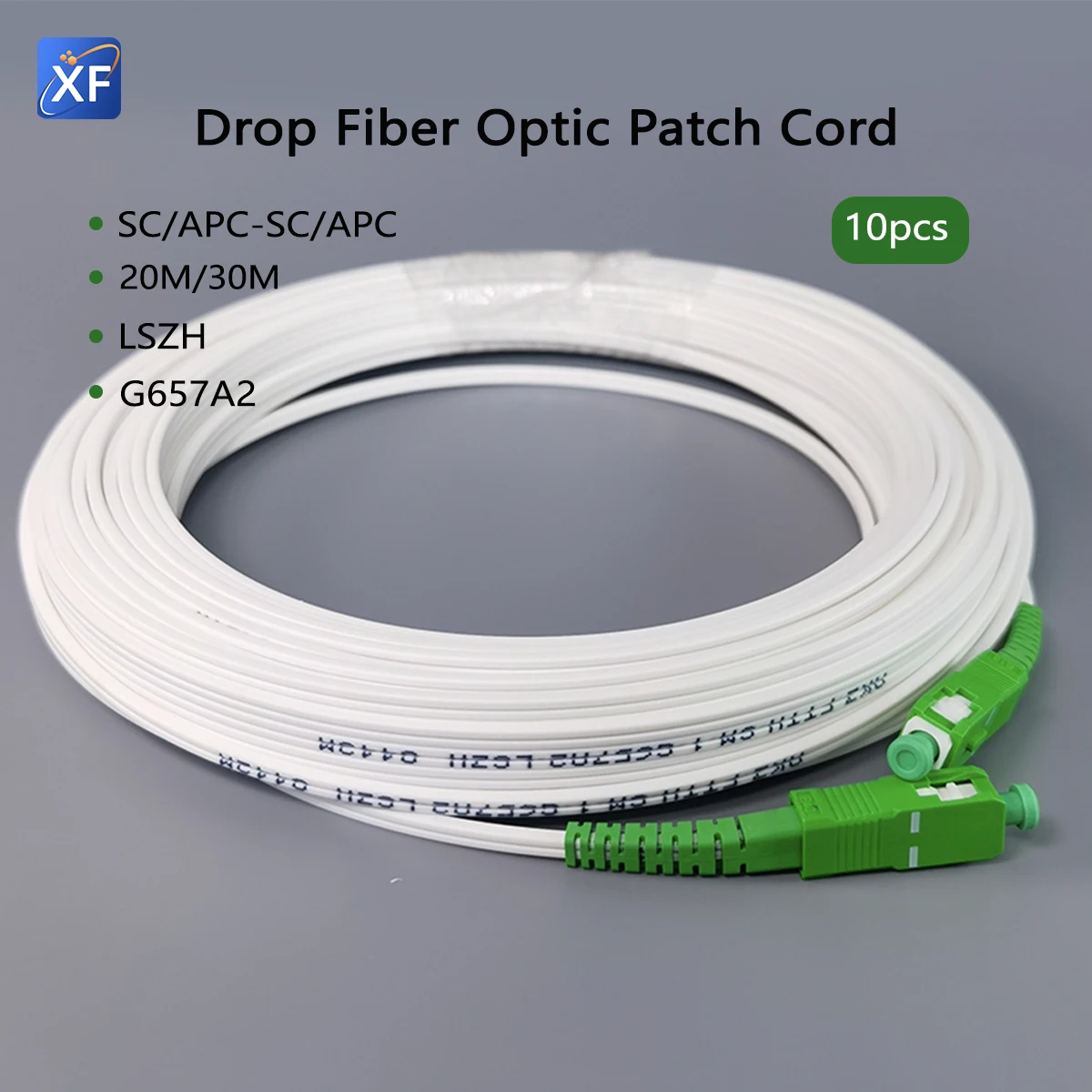 10 قطعة LSZH الألياف إسقاط كابل 20 متر/30 متر SC/APC إلى SC/APC G657A2 داخلي FTTH قطرة سلك التصحيح الحبل عرض خاص جودة عالية