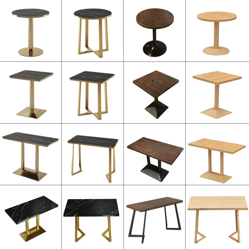 &Modern Luxury Square Restaurant Dining Tables And Chairs Set For Living Room Metal Wood