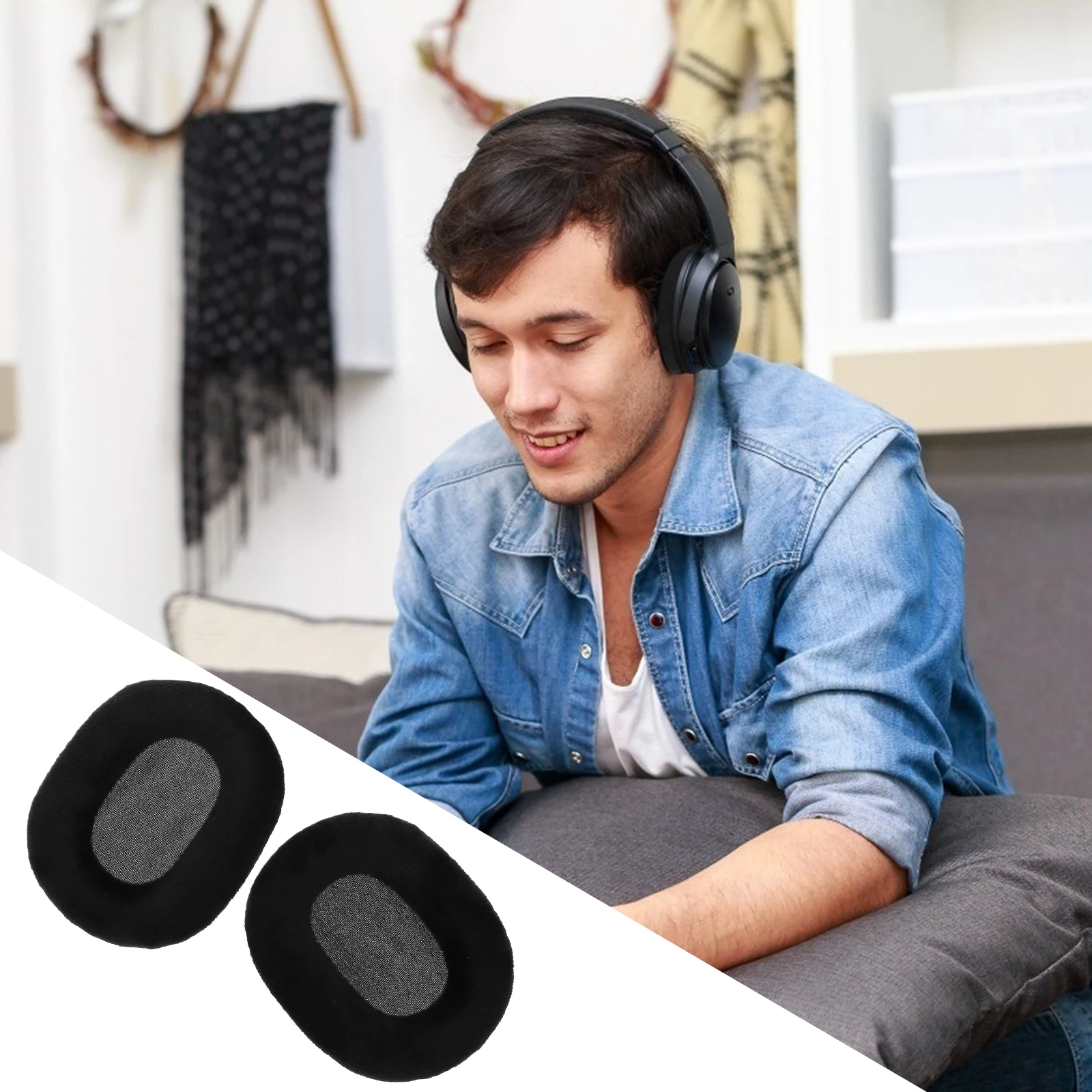 

2 pcs Headphone Replacement Pads Soft Ear Cushions Compatible With Ath-Msr7 M50Cwh Durable Elastic Headset Sleeves
