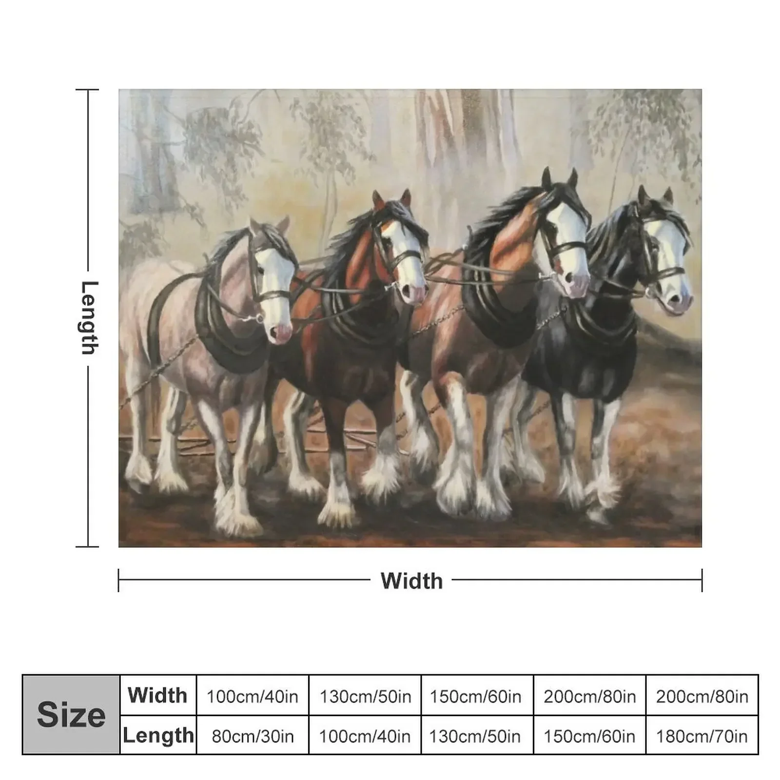 Clydesdale Horses Throw Blanket Shaggy Picnic Furrys Bed Fashionable Blankets