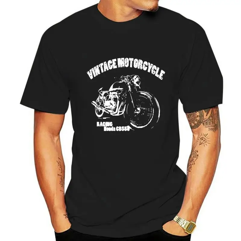 Vintage Motorcycle Cafe Racer Racing Hon Cb550 CB400 motorrad Retro Design Fashion Men Casual Cotton Short Sleeve Black T Shirt