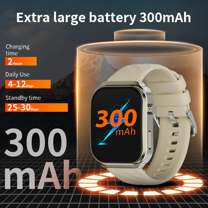 LIGE 새로운 AI 건강한 진단 스마트 시계 2.2 "곡선 스크린 여성 남성 혈액 지질 요산 심박수 건강 추적기 Smartwatch