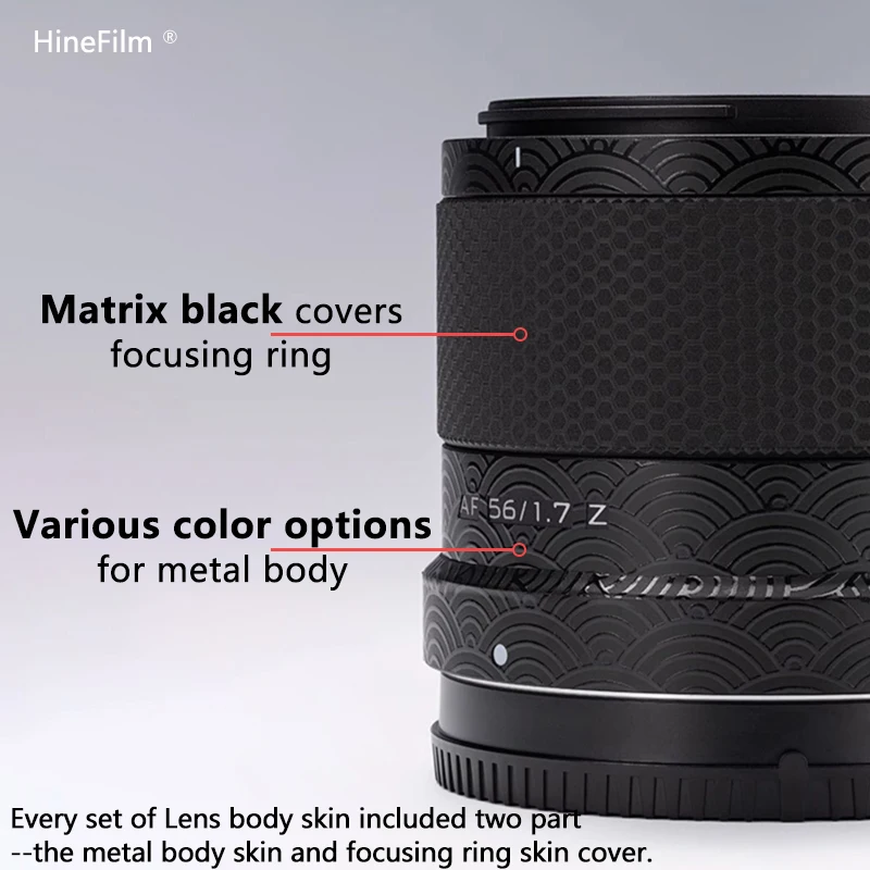 Hinefilm piel para Viltrox AF40 F2.5, calcomanía de lente, Skins 56mm f1.7 Z, cubierta de envoltura de lente af56 f1.7, pegatina de lente 56f1.7, Protector 40f2.5