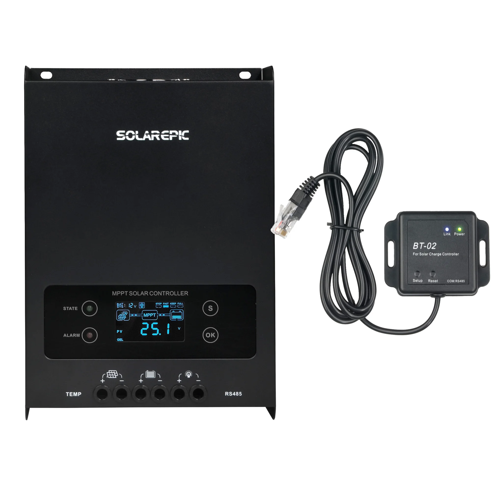 60A Solarepic MPPT Solar Charge Controller 12V/24V/36V/48V Solar Regulator Max PV 150V Charger 780W~3120W With Bluetooth BT-02