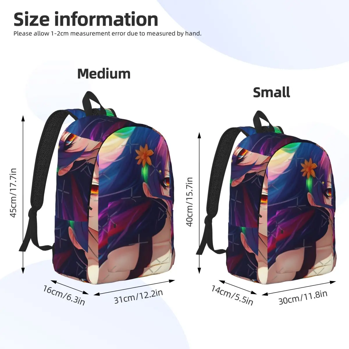 أنيمي فتاة مع الشعر متعدد الألوان AI الفن بسيطة وأنيقة على ظهره قماش حقيبة الظهر رجل على ظهره #3