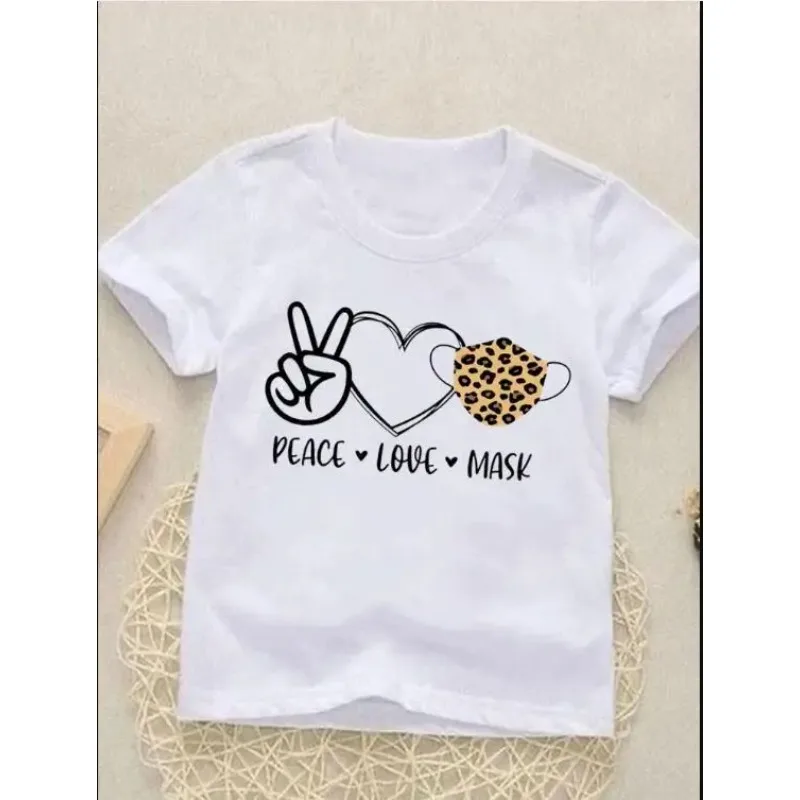 Leopard Love Heart Cute TopKids Tees Tops Short Sleeve Fashion O-neck Girls Boys Summer Cartoon Outfits T-shirts Children Clothe