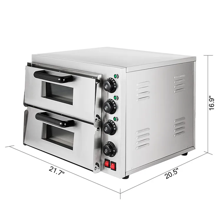 Stainless Steel Bakery Machines 2-layer Luxurious Pizza Deck Electric Baking Oven