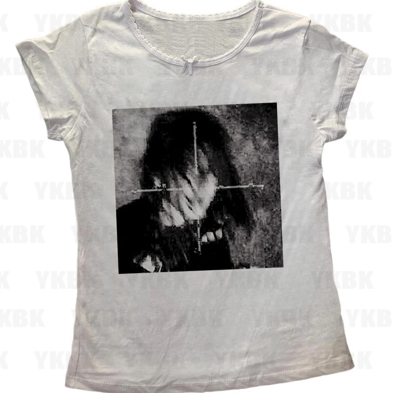 Mode Lässig Japan Y2K Drucken Anime Brief Goth 90s Frau Kleidung Frauen Harajuku Straße Mädchen Oansatz Kurzen Ärmeln T-shirts