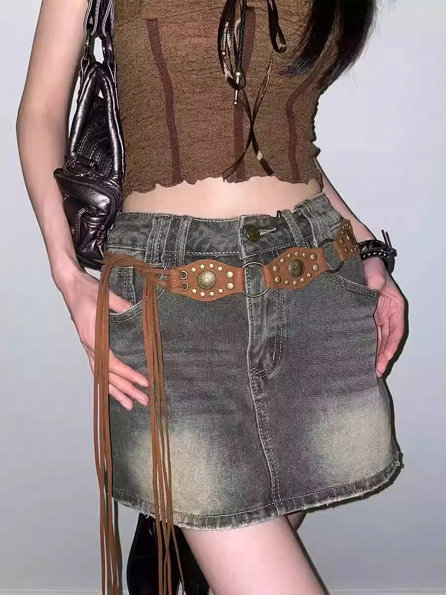 Riveted Waist Chain Women With Skirt Advanced Feeling 2024 New National Style Waist Accessories Ins Style Belt Slim Trend