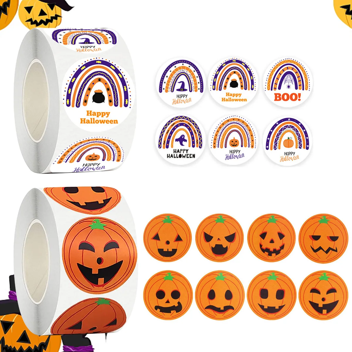 

500pcs Halloween Pumpkin Sticker Packaging Sealing Label Sticker 1inch Gift Stickers DIY Labels Horror Creation Party Decoration