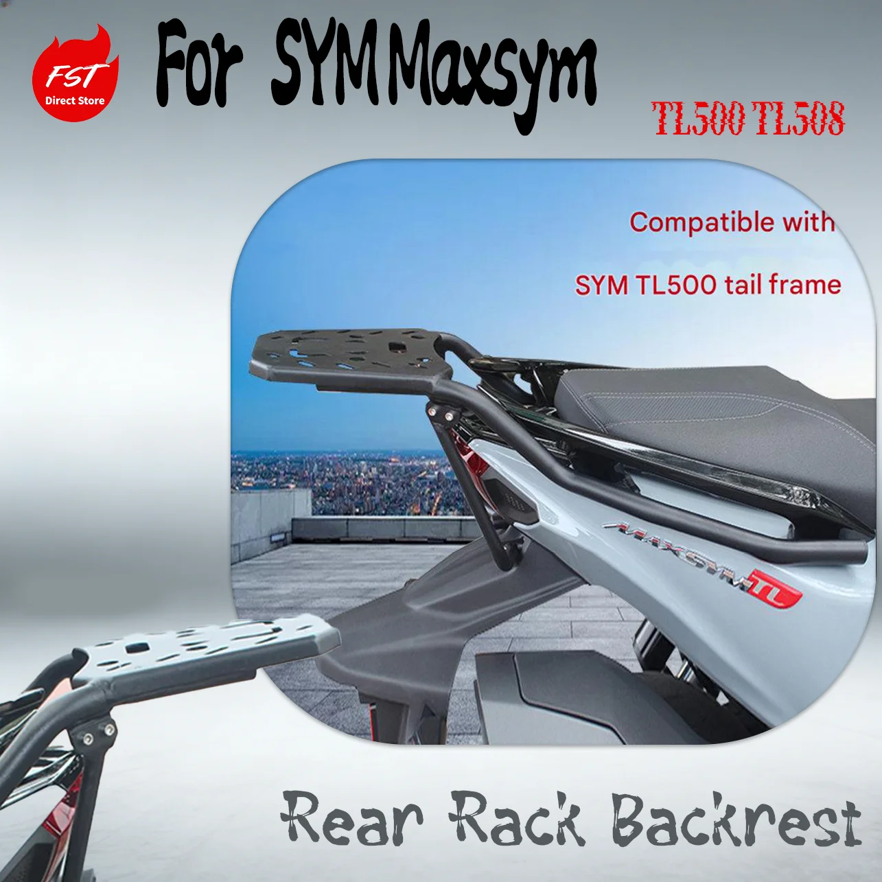 For SYM Maxsym TL500 TL508 Motorcycle Rear Rack Backrest Top Case Bracket Luggage Holder Modified Parts 2018-2026