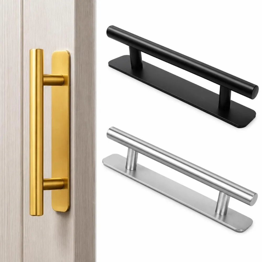 1PCS Self-Adhesive Stick-On Cabinet Handles Stainless Steel Black Silver Color Drawer Knobs Punch-Free No-Punch Door Pulls