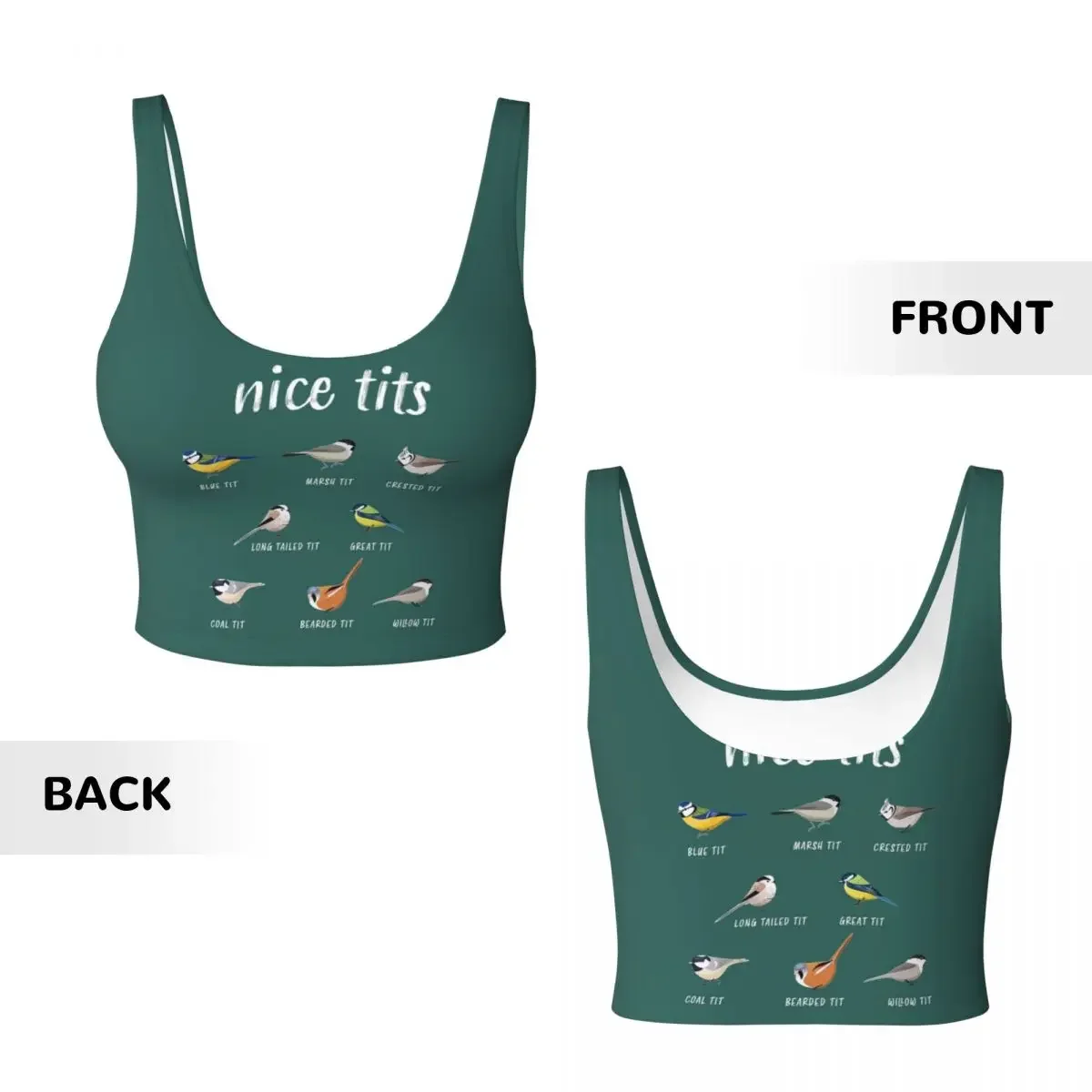 Custom Nice Tits Funny Bird Watching Gift For Birder Men And Women Women Sports Vest Bras Workout High Impact Yoga Crop Tank Top