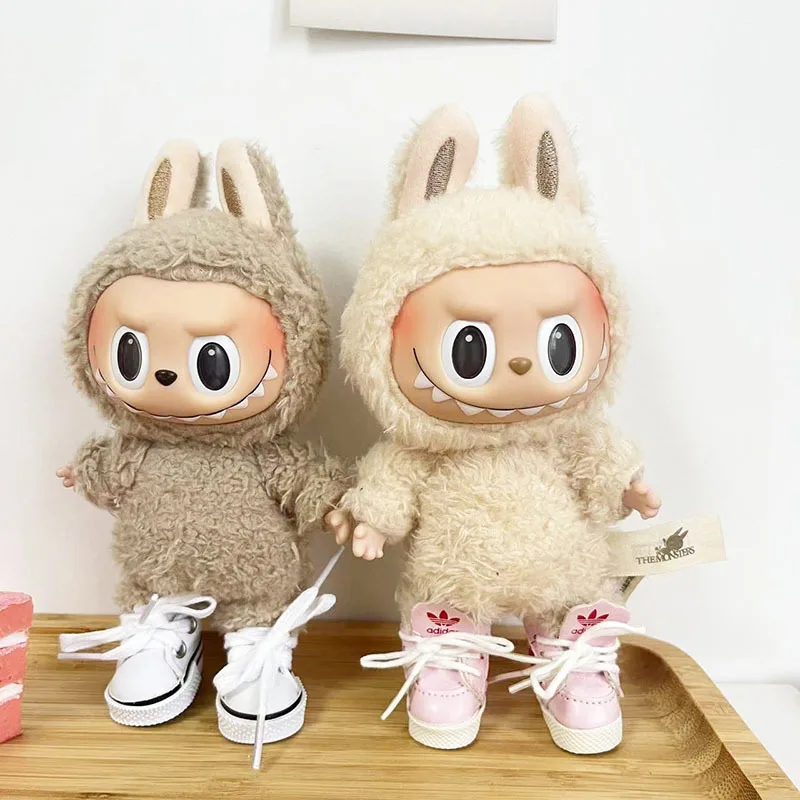 17cm Cute Labubu Leather Shoes Canvas Shoes Sneakers Camera Labubu Doll Accessories Labubu Korea Kpop Exo DIY Girls Gift