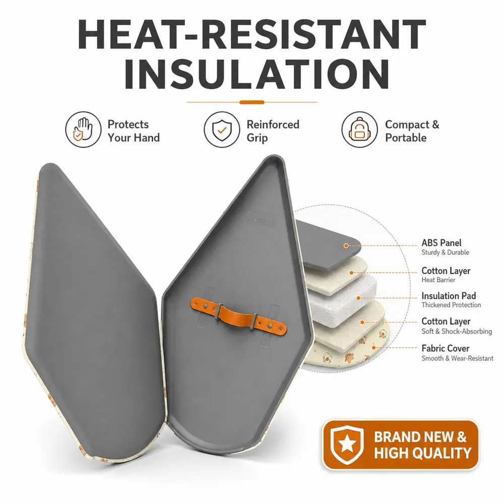 Heat-Resistant Handheld Ironing Board Sponge Padding with Finger Loop Iron Pad Cover Reinforced Handle Layered Padding