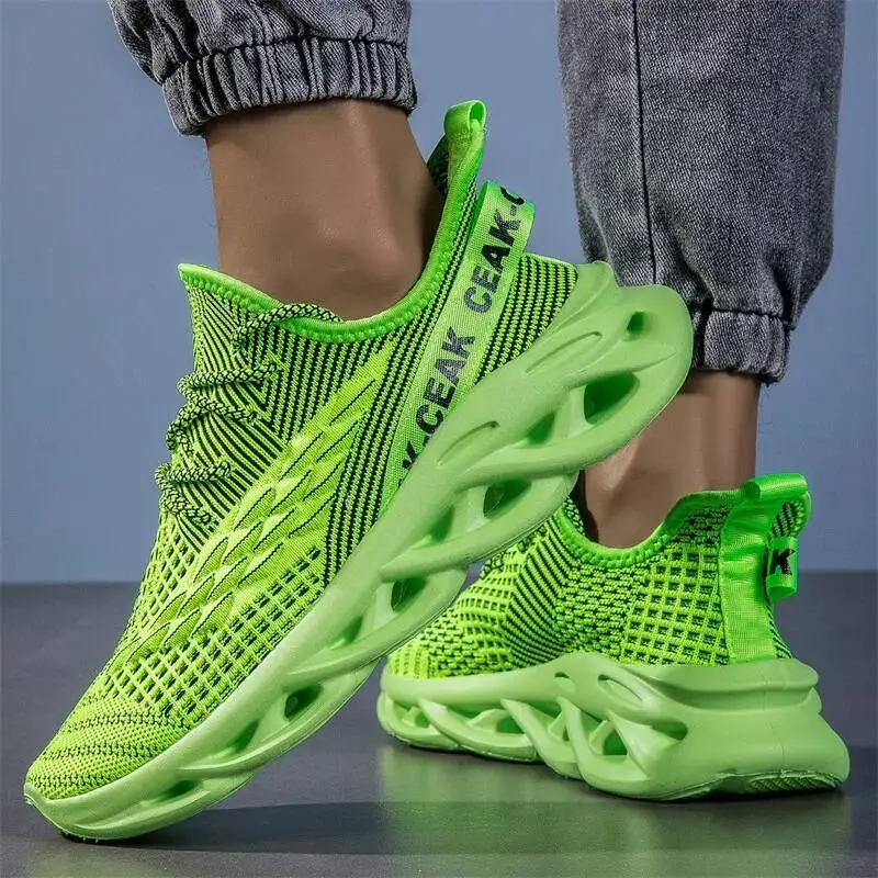 

Новые модные зеленые мужские кроссовки для бега, большой размер 47, дышащие кроссовки с лезвиями, мужская легкая спортивная обувь Zapatillas Hombre