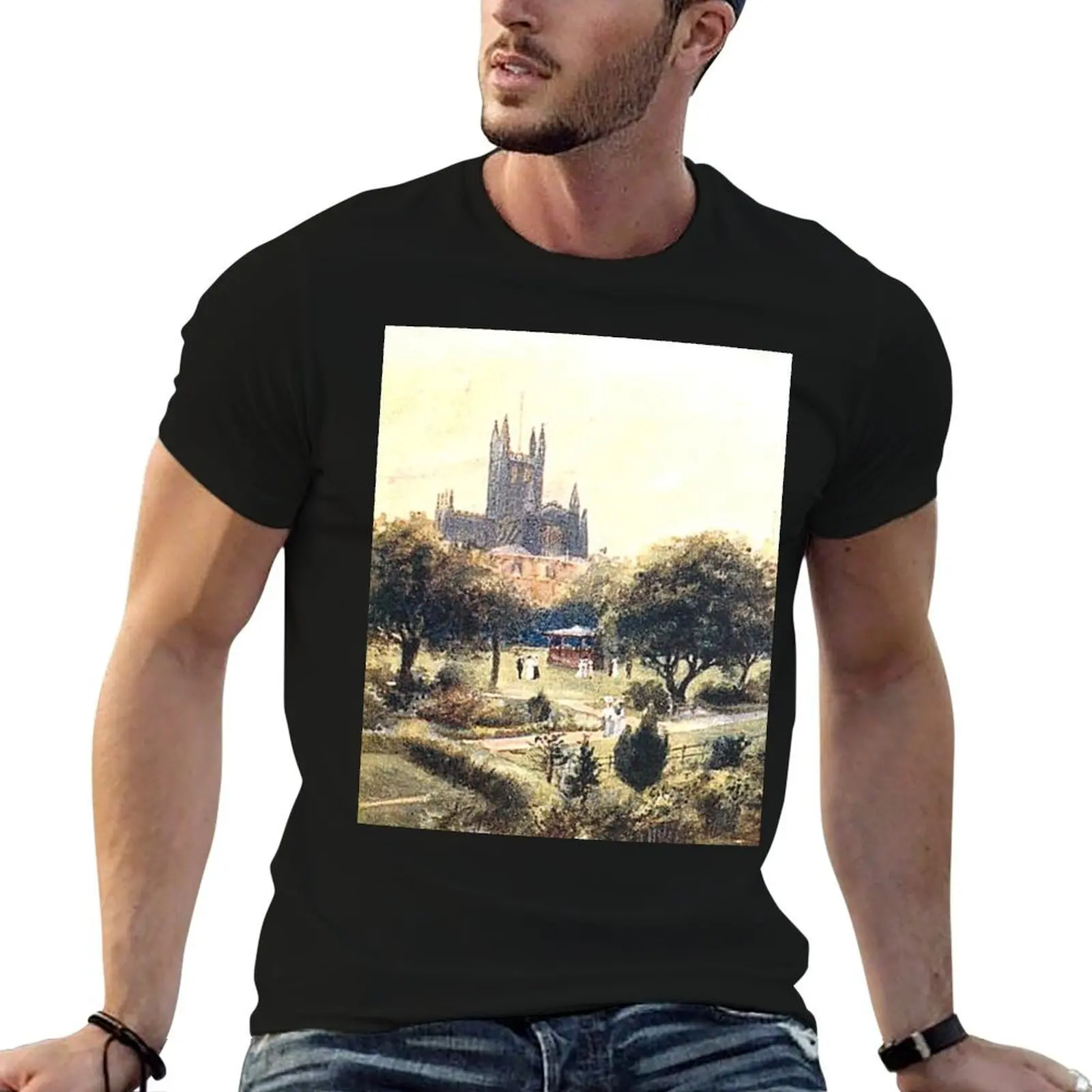 

Английский мост, рубашка из мужчины Северная футболка дизайнерская графика Сомерсет, футболка Собор Ванна мужчина Парад Ванна,