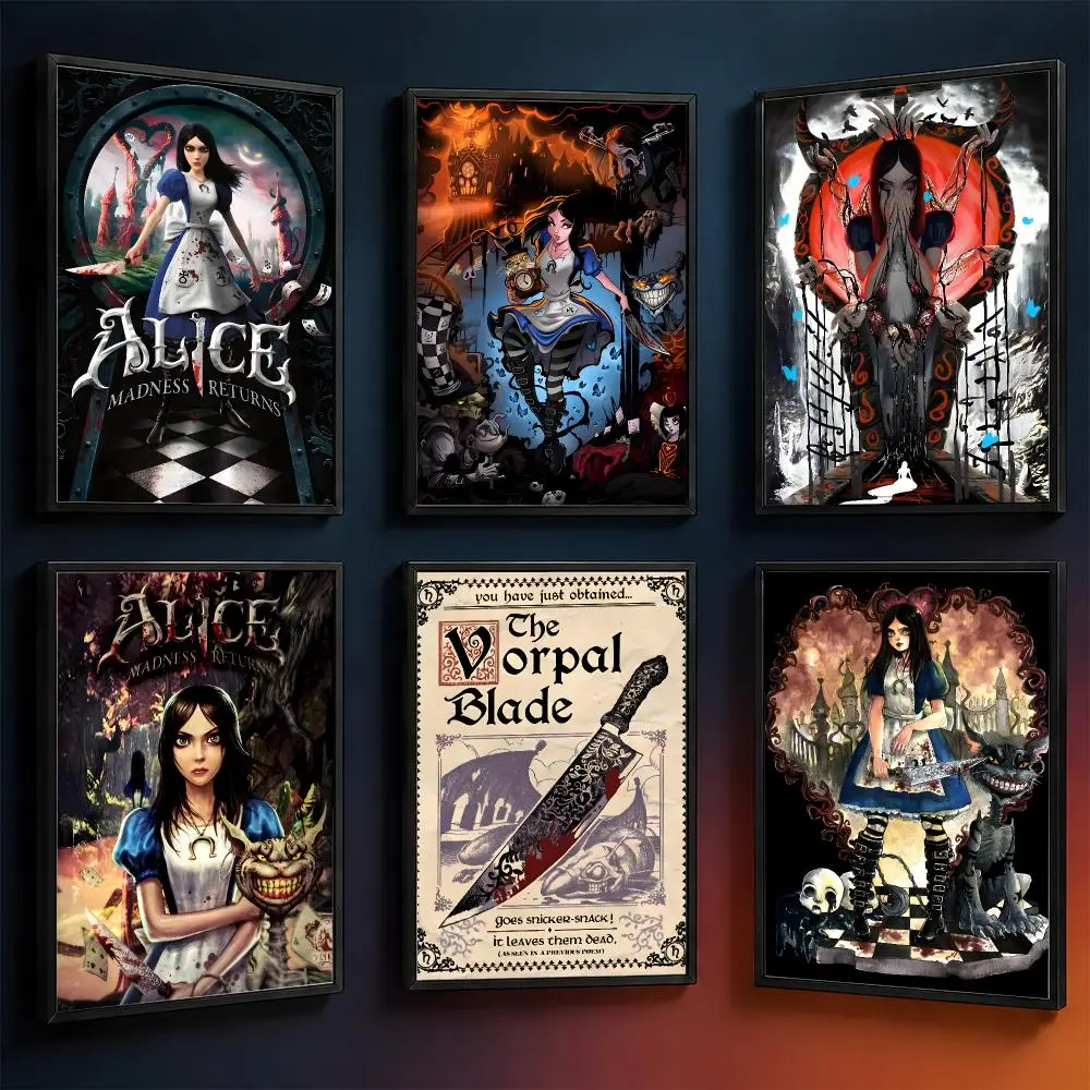 Game Alice Madness Returns Alice Poster Wall Art PP Waterproof HD Self Adhesive Modern Home Decor Living Room Apartment Gift
