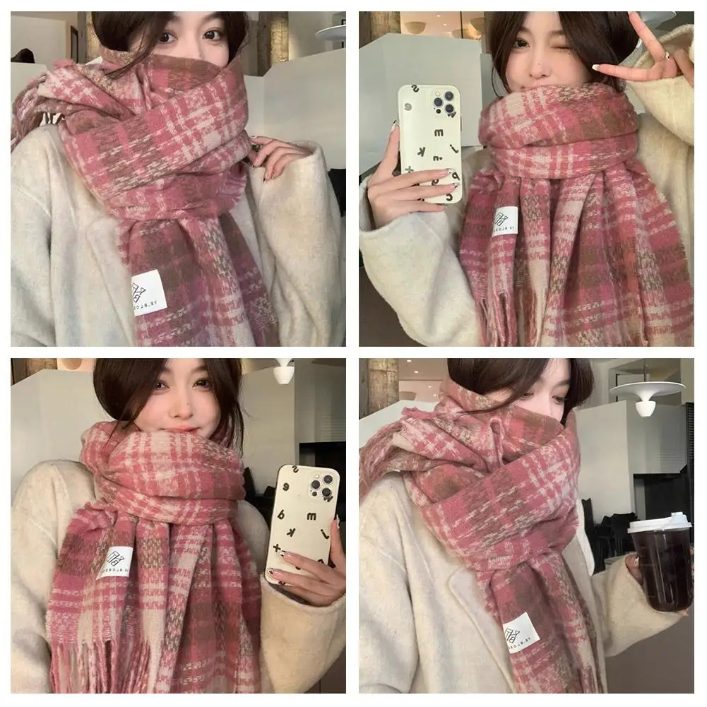 Vintage Plaid Long Scarf For Women Classic Soft Thermal Tassel Shawl Wrap For Autumn Winter Outdoor Warmth Keep Warm C9j2