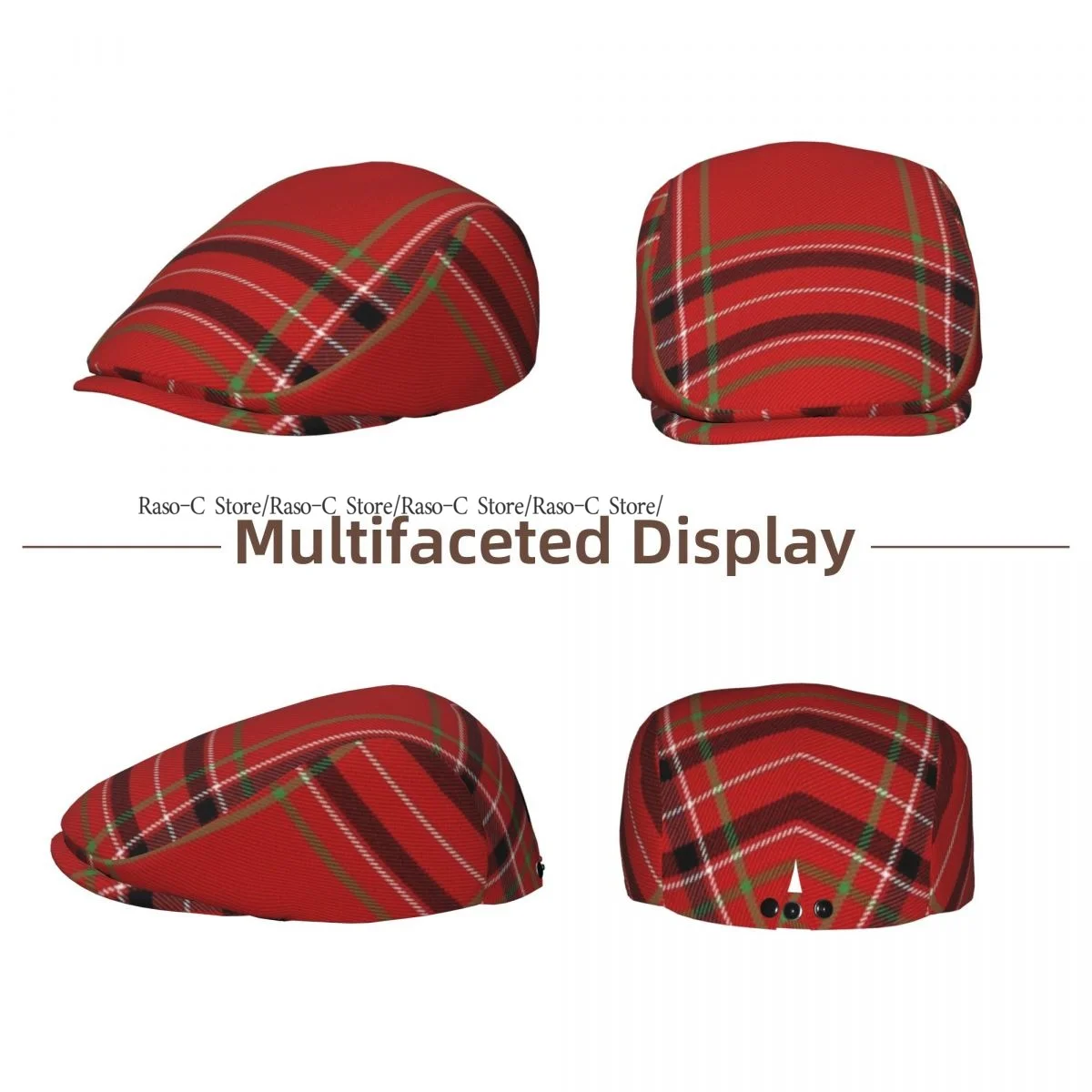 Unisex Adult Forward Peaked Cap Tartan Plaid Scottish Pattern Newsboy Flat Cap Casual Streetwear Ivy Driving Hat