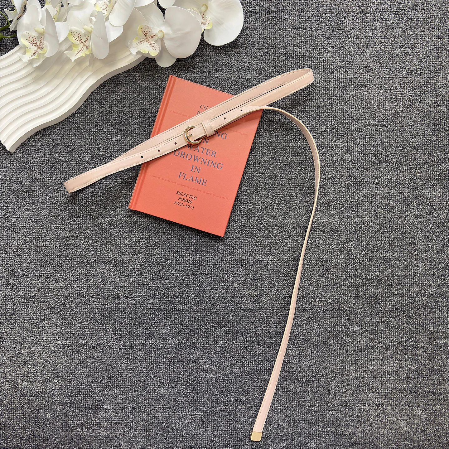 Women's fashionable and versatile pink leather belt with double-sided first-layer cowhide, extended by 1.5 centimeters, and deco