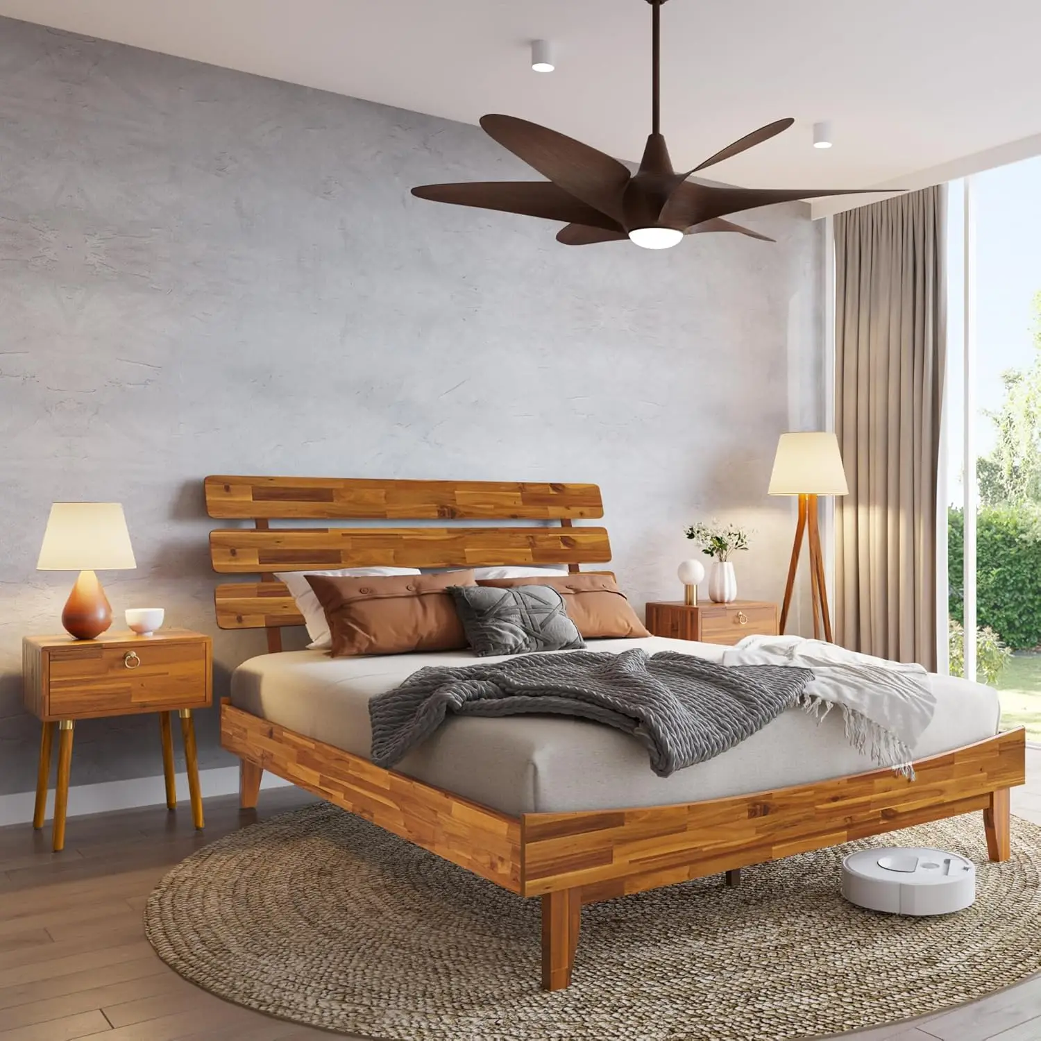 Sf1209e8ded2a4e41aed5eed5e63f775eq Mid Century 15 Inch Bed Frame with Adjustable Headboard and Wood Slats