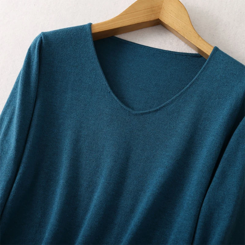 Women 85% Silk 15% Cashmere V Neck everyday Long Sleeve Pullover Sweater Top Shirt LY005