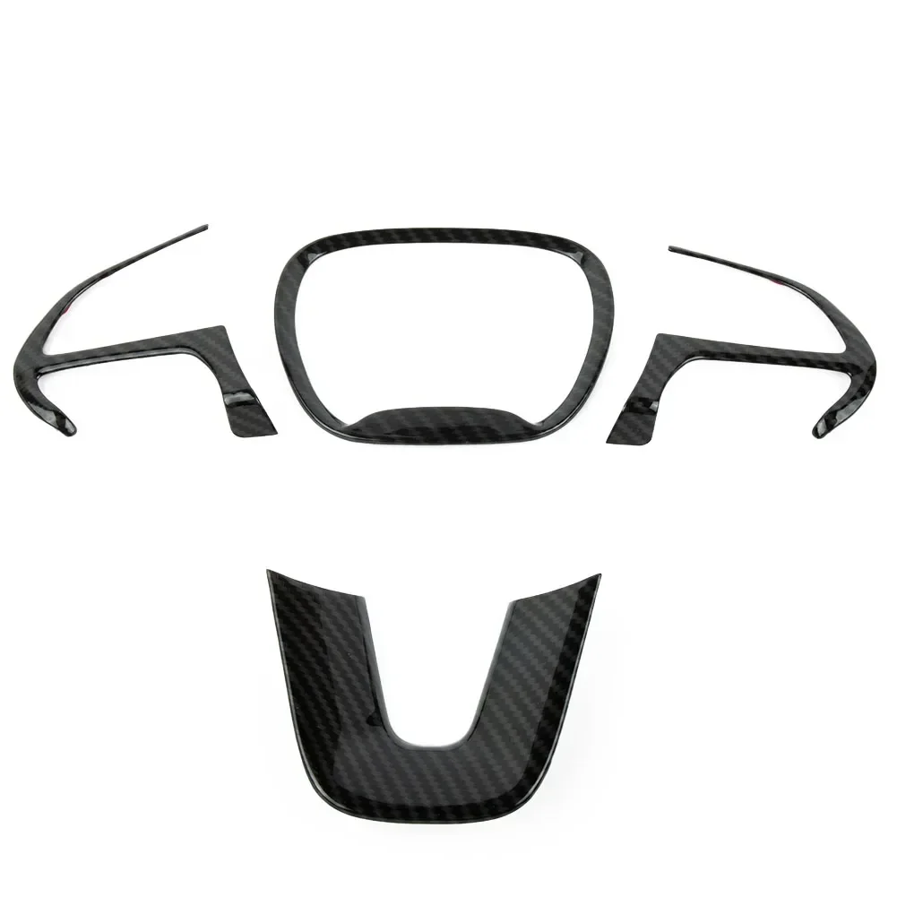 Car Steering Wheel Decoration Trim Covers For Dodge Charger For Challenger 2015+ For Durango 2014+ Carbon Fiber Grain Style