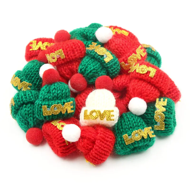 3Pcs Mini Knitted Craft Christmas Hat For Clothes Party Decorate Supplies Handwork DIY Hairpin Earrings Handmade Make Material