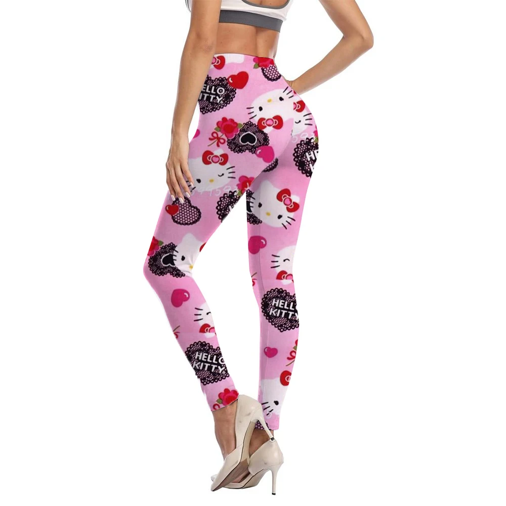 Leggings College Kuromi Hello Kitty pour femmes, taille haute, vêtements décontractés doux, pantalons crayon push-up pour le sport, le yoga et le fitness