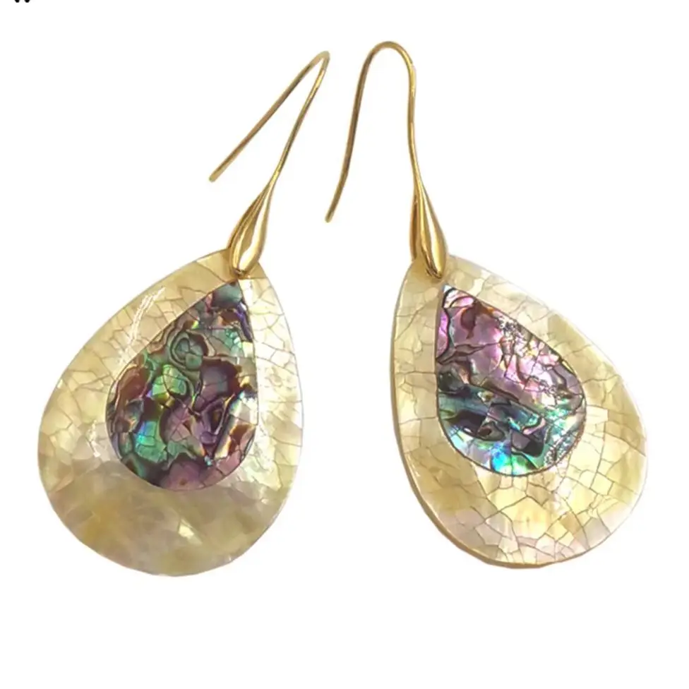 WT-MPE155 New Arrival Waterdrop Shape Colorful Abalone Shell Earrings For Women Cocktail Party Gown Fine Decorative
