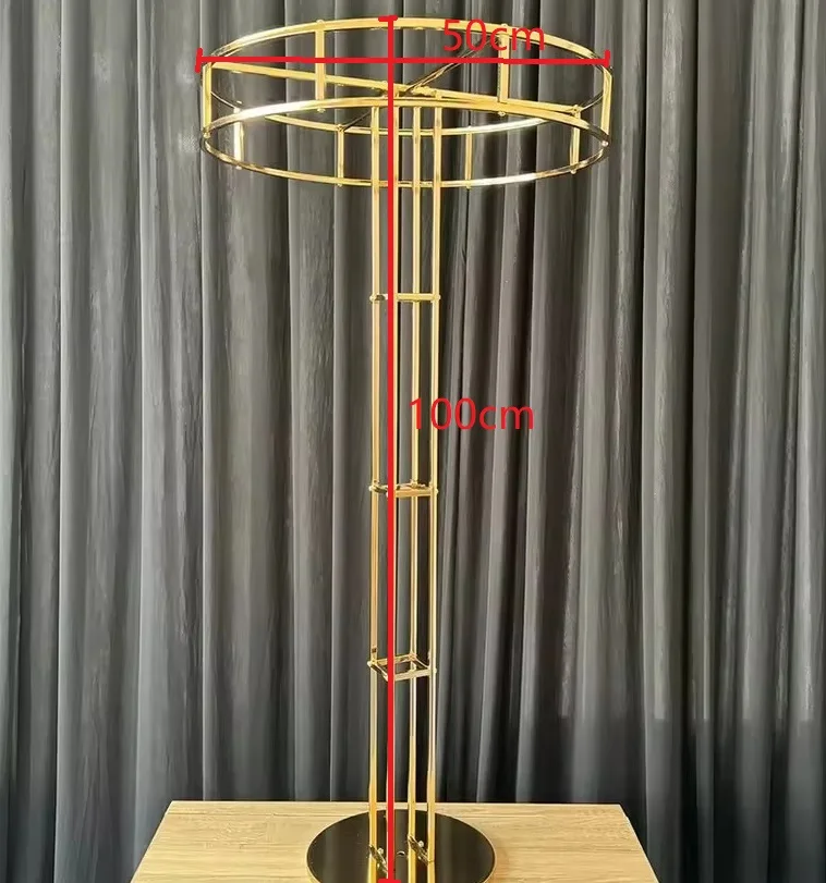 6 Stück Großhandel Hochzeitsbühnen-Blumenständer aus galvanisiertem Gold, 100 cm, Hochzeitsdekorationen, dekorative Ornamente, Wegführung. – Detail 3