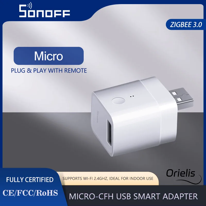 

SONOFF ZBMicro Zigbee Micro USB Smart Adaptor 1-10PCS Fast Charging Wide Transmit Coverage Voice Control eWeLink Alexa Google