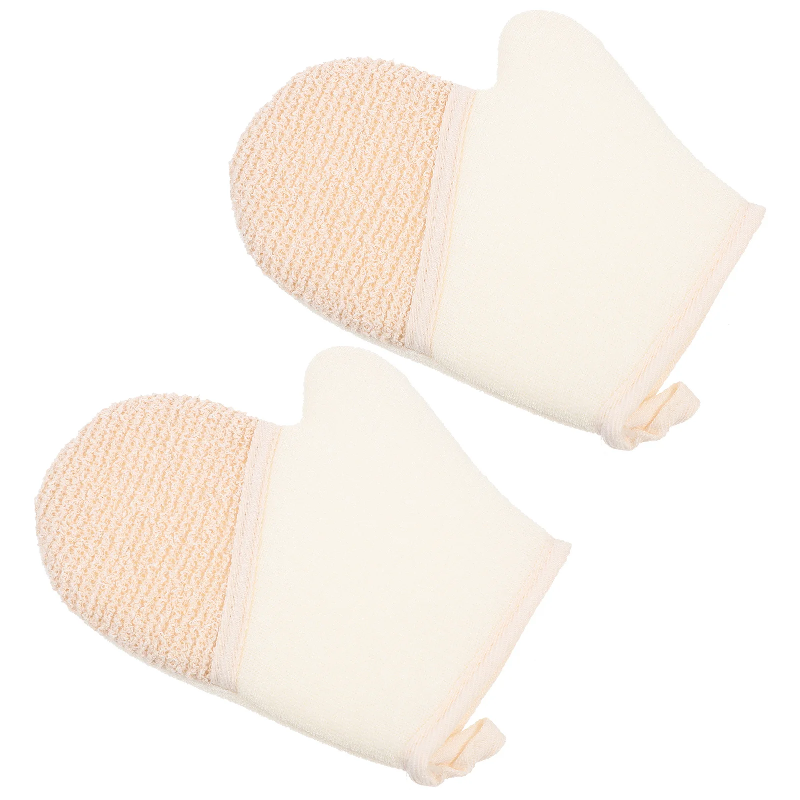 2pcs Flax Dual-Side Exfoliating Bath Gloves Portable Compact Scrubber For Household Shower Body Washing Durable Reinforced Edge