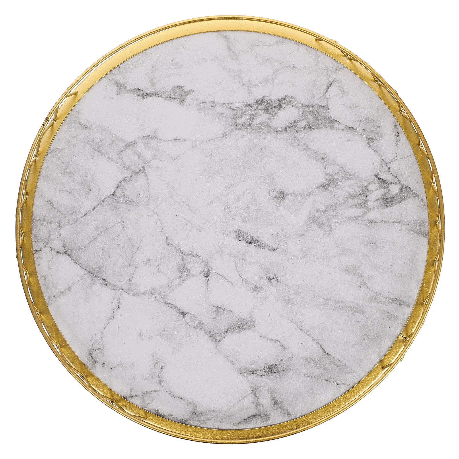 Round Marble Pattern Wooden Storage Tray White Large Gold Frame Multi functional Home Decor Kitchen Counter Fruit Snack Jewelry