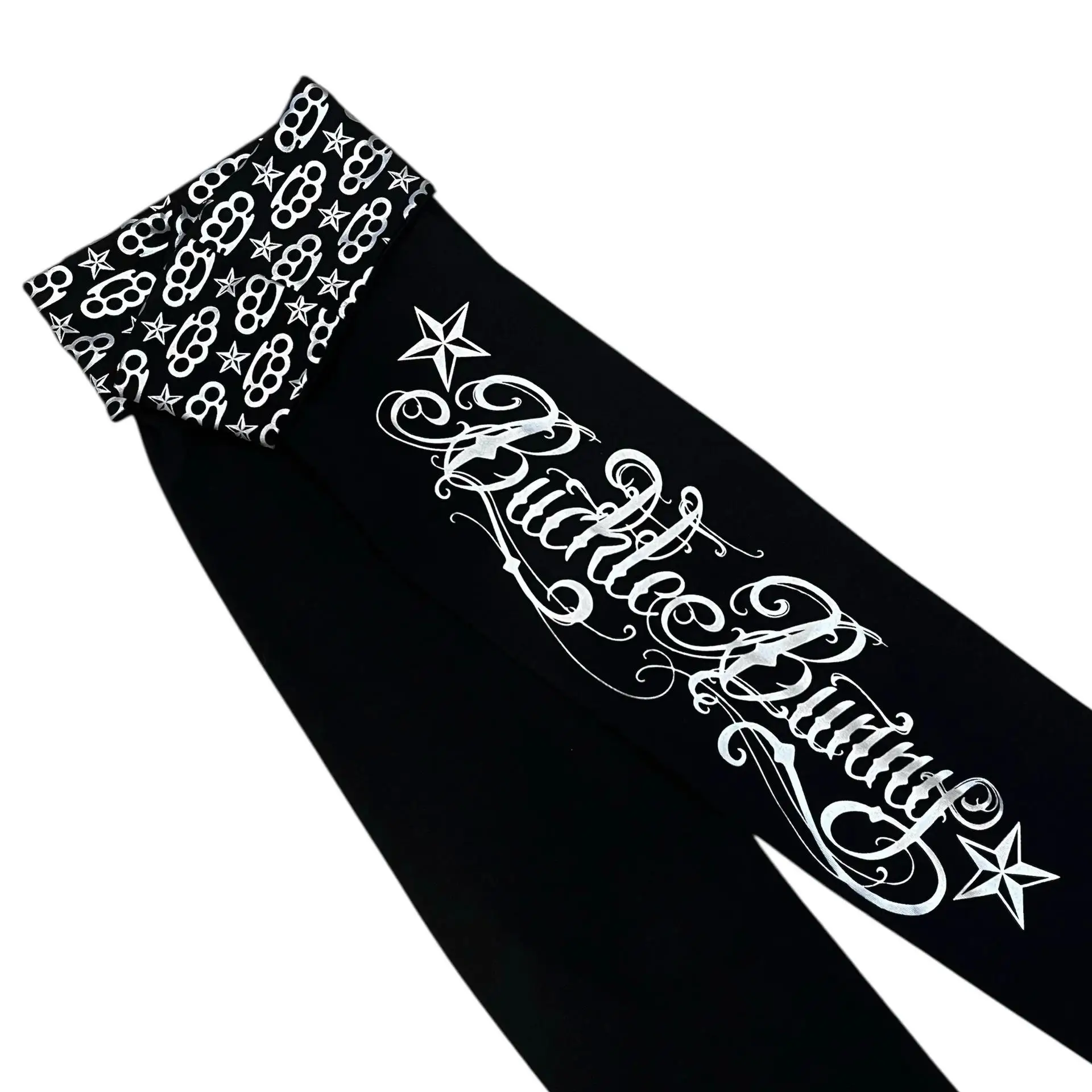 Damen Micro La Sport- und Freizeithose im High-Street-Stil, Dunkler Stil mit Buchstabendruck und Patchwork, Herbst 2026 Neuheit, Sexy Hose – Detail 4