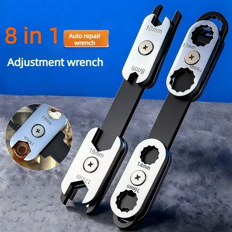 

Многофункциональный регулируемый ключ 8-в-1 для авторемонта, усиленный универсальный ключ для обслуживания автомобилей