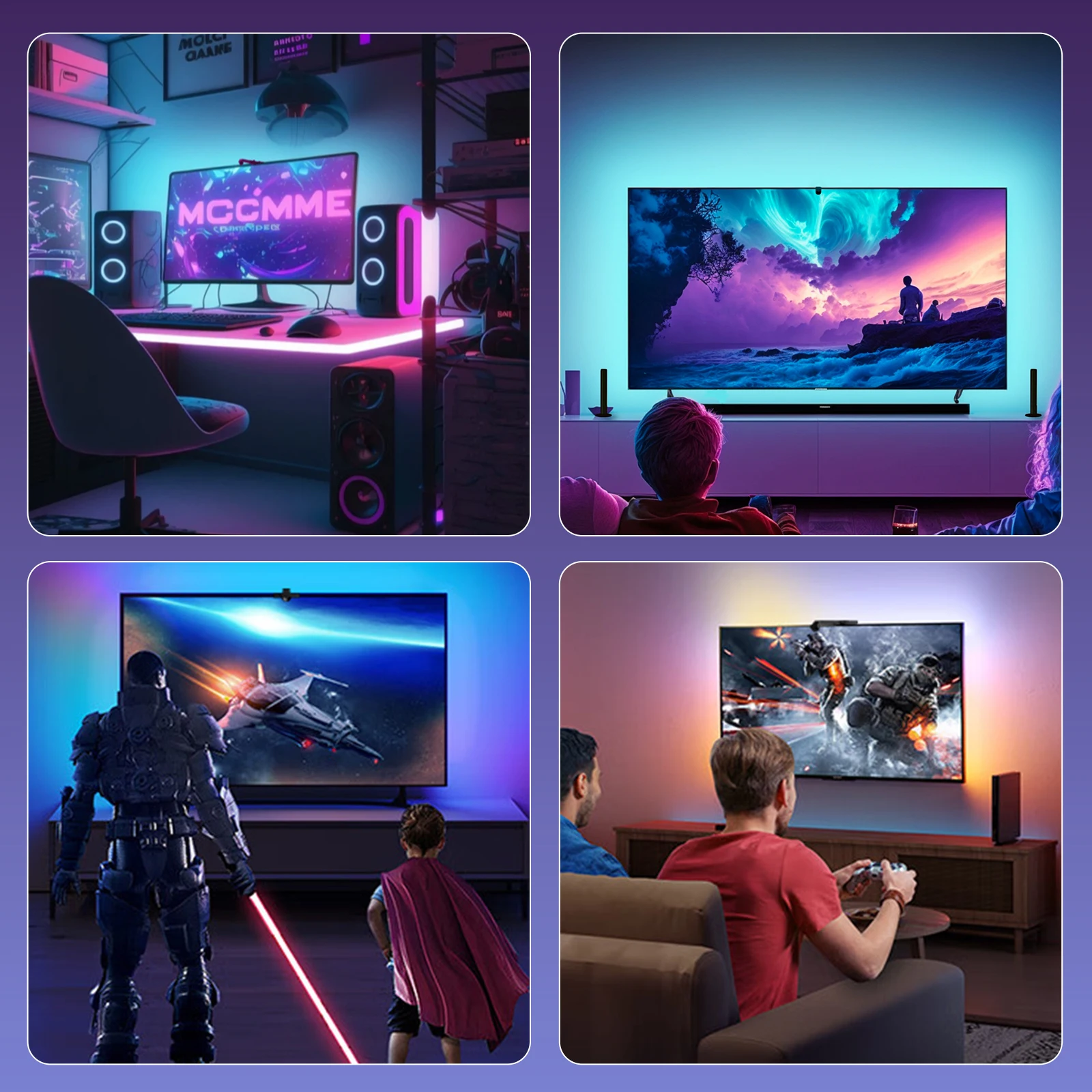 Immersion TV Backlights with Camera, Smart Ambient TV Strip Light RGB Synchronization Ambient TV SYNC backlingt Living Room