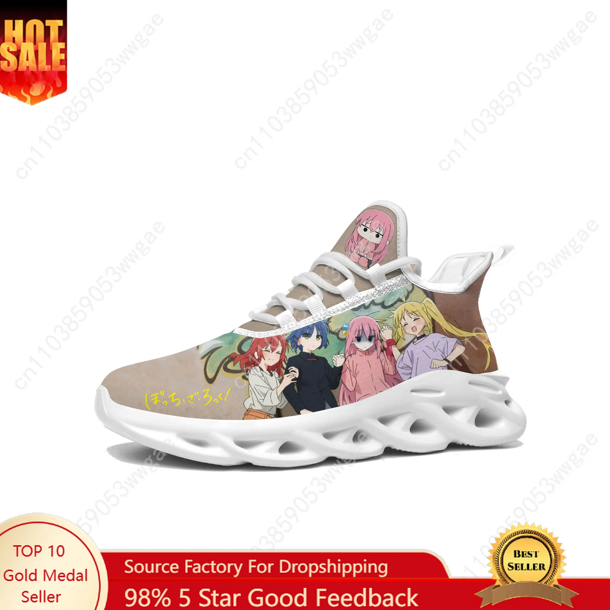 

Bocchi the Rock Lace Mesh Shoes Flat Sneaker Man Women Sport Running Shoes Sport Sneakers High Quality Anime Customized Footwear