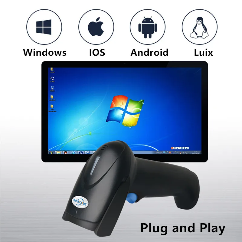 VS Penyimpanan Kasir Supermarket Express Pemindai Berkabel Kode 1D Nirkabel 2.4G Bluetooth Pemindai Kode 2D Pistol Pemindaian Otomatis