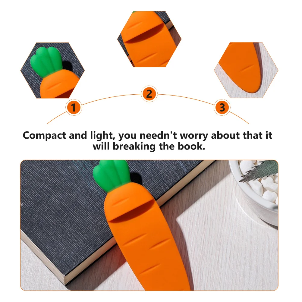 

Carrot Bookmark Silicone Material Compact Light Weight for Book Lovers Writers Readers Ideal Gift Stationery Cartoon Design