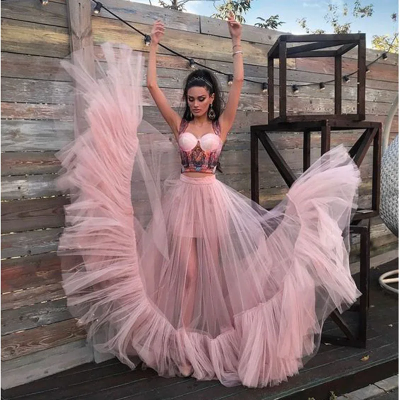 Blush Pink See Through Tutu Women Skirts High Waist Formal Birthday Skirts For Photo Shoot  Ruffles Only Sell Tulle Skirt