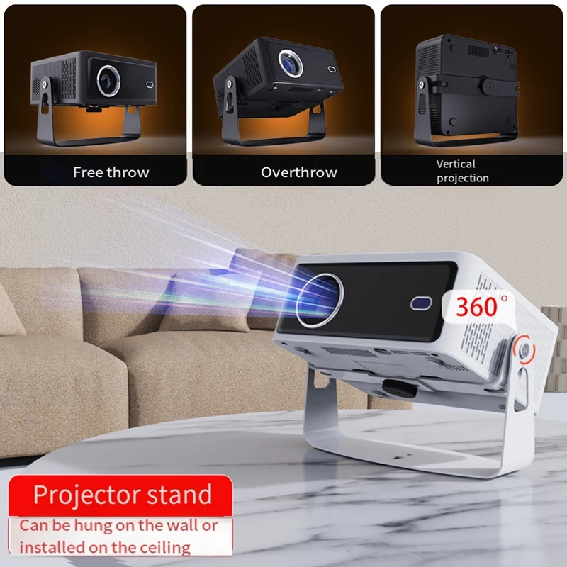 Desktop Projector Stand with 360 Degree Rotateing Mount Adjustable for Home and Offices Projector Holder White-A12I