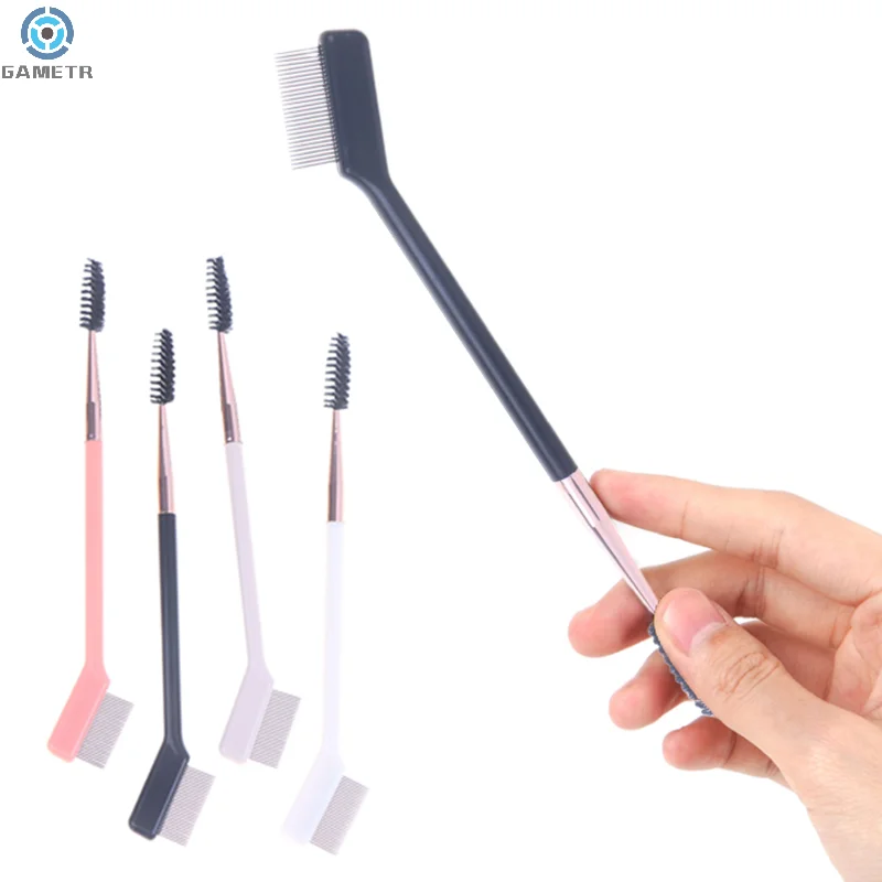 Brosse à sourcils à Double tête, aiguille en acier, peigne à cils, contour des yeux, Eyeliner, pinceaux de maquillage, pinceaux cosmétiques pour les yeux, 1 pièce