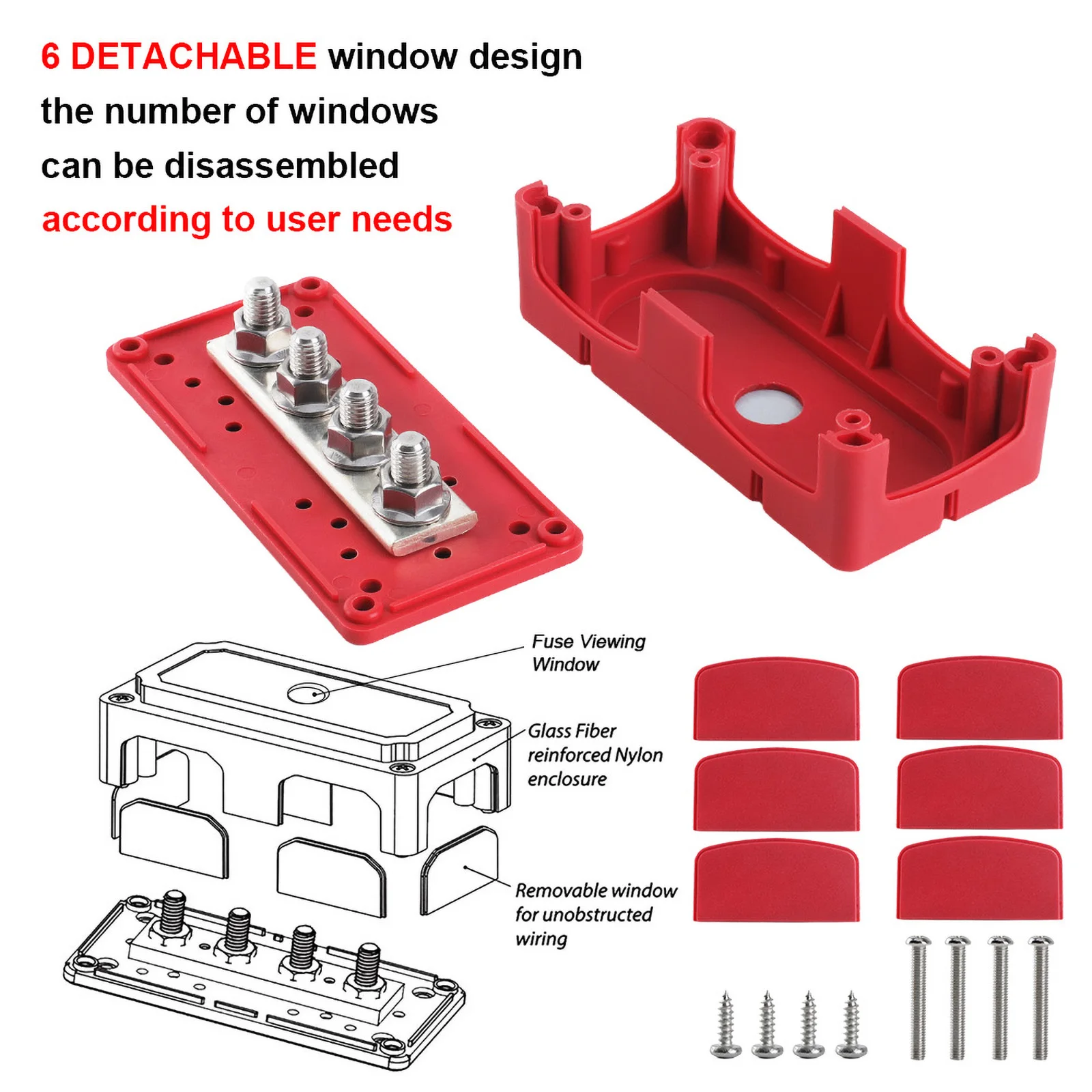 Module de bloc de Distribution d'énergie robuste 12-48V 300A, conception de barre omnibus marine universelle pour camion pour voiture pour bateau M6 M8 M10